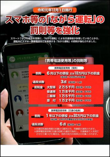 企業開発センター スマホ等のながら運転の罰則等を強化 ポスター